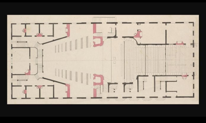 Floor plan for Drottningholm Court Theatre, 1670s.