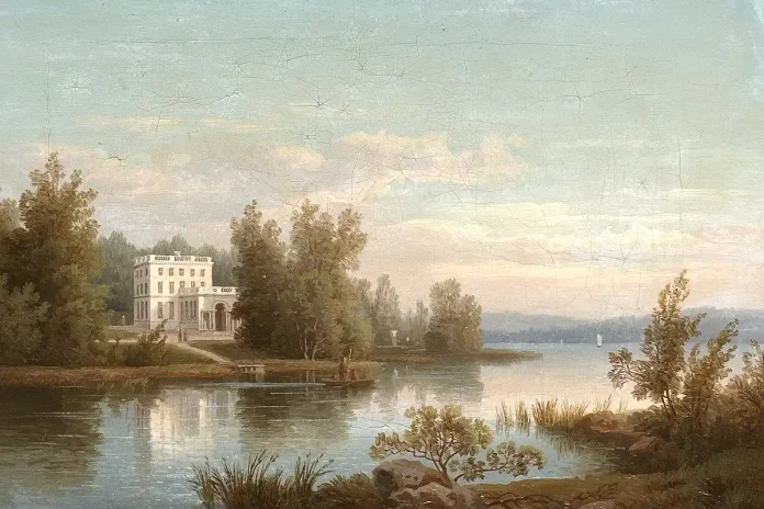 Painting depicting Haga Castle, by the artist Carl Abraham Rothstén, 1872. Public domain.