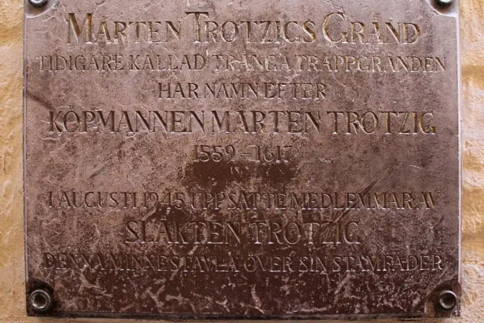 Commemorative plaque for Mårten Trotzig, installed in 1945 by the Trotzig family. Photo: Jssfrk (CC BY-SA 3.0)