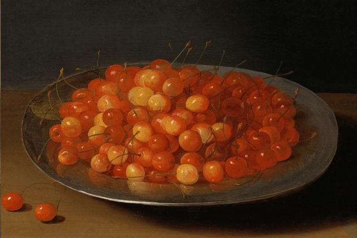 "Still Life with Cherries" is an oil on oak painting created by Osias Beert in the early 1600s. Photo: Nationalmuseum/Public domain.