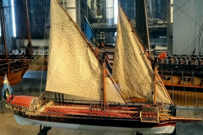 Model of a new type of galley for the Swedish navy, made i France 1715. Photo: Dagjoh (CC BY-SA 4.0)