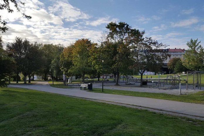 Outdoor gym at Tantolunden in Stockholm.