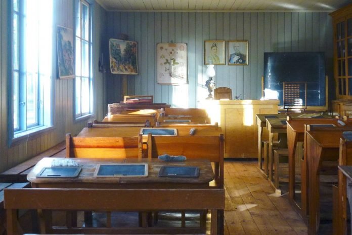 Interior from Lideby old school at Torekällberget.