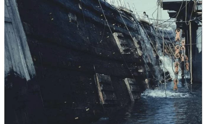 Vasa's hull shortly after the salvage in 1961. Source: Collection Salvaging Vasa (Picryl).